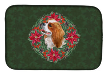 Load image into Gallery viewer, Cavalier Spaniel Poinsetta Wreath Dish Drying Mat – Absorbent, Artistic Kitchen Essentials CK1529DDM