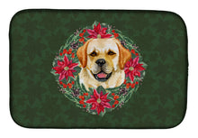 Load image into Gallery viewer, Golden Retriever Poinsetta Wreath Dish Drying Mat – Absorbent, Artistic Kitchen Essentials CK1530DDM