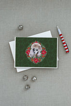 Load image into Gallery viewer, Poodle Poinsetta Wreath Greeting Cards -  Blank Note Cards – 8-Pack of Artist-Designed Cards with Envelopes