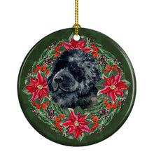 Load image into Gallery viewer, Newfoundland Poinsetta Wreath Ornament - Round Ceramic Ornament – Artist-Designed Keepsake Decoration