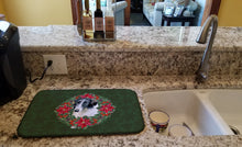 Load image into Gallery viewer, Borzoi Poinsetta Wreath Dish Drying Mat – Absorbent, Artistic Kitchen Essentials CK1538DDM