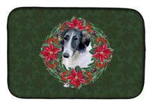 Load image into Gallery viewer, Borzoi Poinsetta Wreath Dish Drying Mat – Absorbent, Artistic Kitchen Essentials CK1538DDM