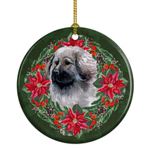 Load image into Gallery viewer, Moscow Watchdog Poinsetta Wreath Ornament - Round Ceramic Ornament – Artist-Designed Keepsake Decoration