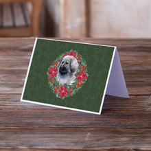 Load image into Gallery viewer, Moscow Watchdog Poinsetta Wreath Greeting Cards -  Blank Note Cards – 8-Pack of Artist-Designed Cards with Envelopes
