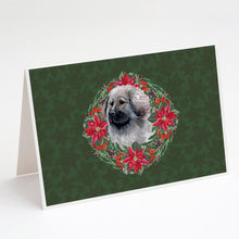 Load image into Gallery viewer, Moscow Watchdog Poinsetta Wreath Greeting Cards -  Blank Note Cards – 8-Pack of Artist-Designed Cards with Envelopes