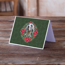 Load image into Gallery viewer, Weimaraner Poinsetta Wreath Greeting Cards -  Blank Note Cards – 8-Pack of Artist-Designed Cards with Envelopes