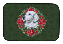 Load image into Gallery viewer, Maremma Sheepdog Poinsetta Wreath Dish Drying Mat – Absorbent, Artistic Kitchen Essentials CK1541DDM
