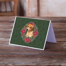 Load image into Gallery viewer, Rhodesian Ridgeback Poinsetta Wreath Greeting Cards -  Blank Note Cards – 8-Pack of Artist-Designed Cards with Envelopes