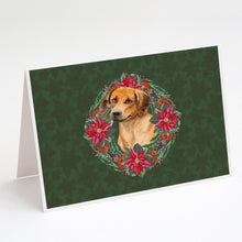 Load image into Gallery viewer, Rhodesian Ridgeback Poinsetta Wreath Greeting Cards -  Blank Note Cards – 8-Pack of Artist-Designed Cards with Envelopes