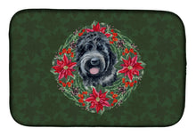 Load image into Gallery viewer, Black Russian Terrier Poinsetta Wreath Dish Drying Mat – Absorbent, Artistic Kitchen Essentials CK1543DDM
