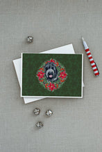 Load image into Gallery viewer, Black Russian Terrier Poinsetta Wreath Greeting Cards -  Blank Note Cards – 8-Pack of Artist-Designed Cards with Envelopes