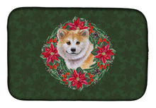 Load image into Gallery viewer, Shiba Inu Poinsetta Wreath Dish Drying Mat – Absorbent, Artistic Kitchen Essentials CK1544DDM