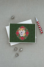 Load image into Gallery viewer, Shiba Inu Poinsetta Wreath Greeting Cards -  Blank Note Cards – 8-Pack of Artist-Designed Cards with Envelopes