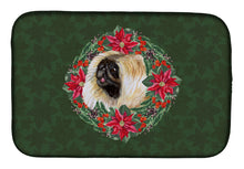Load image into Gallery viewer, Pekingese Poinsetta Wreath Dish Drying Mat – Absorbent, Artistic Kitchen Essentials CK1547DDM