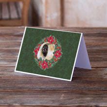 Load image into Gallery viewer, Pekingese Poinsetta Wreath Greeting Cards -  Blank Note Cards – 8-Pack of Artist-Designed Cards with Envelopes