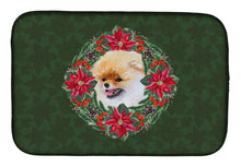 Load image into Gallery viewer, Pomeranian Poinsetta Wreath Dish Drying Mat – Absorbent, Artistic Kitchen Essentials CK1548DDM