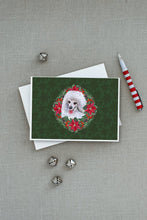 Load image into Gallery viewer, Medium White Poodle Poinsetta Wreath Greeting Cards -  Blank Note Cards – 8-Pack of Artist-Designed Cards with Envelopes