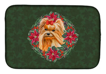 Load image into Gallery viewer, Yorkshire Terrier Poinsetta Wreath Dish Drying Mat – Absorbent, Artistic Kitchen Essentials CK1551DDM