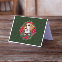 Load image into Gallery viewer, Beagle Poinsetta Wreath Greeting Cards -  Blank Note Cards – 8-Pack of Artist-Designed Cards with Envelopes