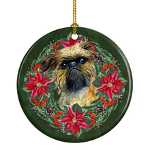 Load image into Gallery viewer, Brussels Griffon Poinsetta Wreath Ornament - Round Ceramic Ornament – Artist-Designed Keepsake Decoration