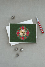 Load image into Gallery viewer, Cairn Terrier Poinsetta Wreath Greeting Cards -  Blank Note Cards – 8-Pack of Artist-Designed Cards with Envelopes