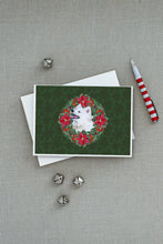 Load image into Gallery viewer, Samoyed Poinsetta Wreath Greeting Cards -  Blank Note Cards – 8-Pack of Artist-Designed Cards with Envelopes