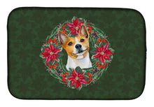 Load image into Gallery viewer, Basenji Poinsetta Wreath Dish Drying Mat – Absorbent, Artistic Kitchen Essentials CK1558DDM