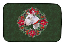 Load image into Gallery viewer, Bull Terrier Poinsetta Wreath Dish Drying Mat – Absorbent, Artistic Kitchen Essentials CK1559DDM