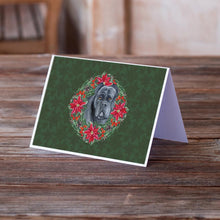 Load image into Gallery viewer, Cane Corso Poinsetta Wreath Greeting Cards -  Blank Note Cards – 8-Pack of Artist-Designed Cards with Envelopes