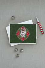 Load image into Gallery viewer, Siberian Husky Grey Poinsetta Wreath Greeting Cards -  Blank Note Cards – 8-Pack of Artist-Designed Cards with Envelopes