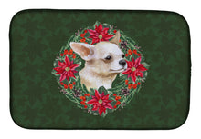 Load image into Gallery viewer, Chihuahua Leg up Poinsetta Wreath Dish Drying Mat – Absorbent, Artistic Kitchen Essentials CK1563DDM