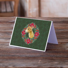 Load image into Gallery viewer, Italian Greyhound Poinsetta Wreath Greeting Cards -  Blank Note Cards – 8-Pack of Artist-Designed Cards with Envelopes