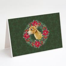 Load image into Gallery viewer, Italian Greyhound Poinsetta Wreath Greeting Cards -  Blank Note Cards – 8-Pack of Artist-Designed Cards with Envelopes