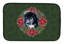 Load image into Gallery viewer, Newfoundland Puppy Poinsetta Wreath Dish Drying Mat – Absorbent, Artistic Kitchen Essentials CK1565DDM