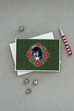 Load image into Gallery viewer, Newfoundland Puppy Poinsetta Wreath Greeting Cards -  Blank Note Cards – 8-Pack of Artist-Designed Cards with Envelopes