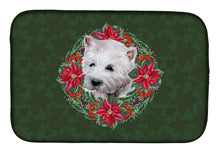 Load image into Gallery viewer, Westie Poinsetta Wreath Dish Drying Mat – Absorbent, Artistic Kitchen Essentials CK1567DDM