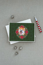 Load image into Gallery viewer, Akita Poinsetta Wreath Greeting Cards -  Blank Note Cards – 8-Pack of Artist-Designed Cards with Envelopes