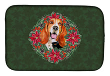 Load image into Gallery viewer, Basset Hound Poinsetta Wreath Dish Drying Mat – Absorbent, Artistic Kitchen Essentials CK1570DDM