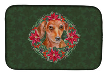 Load image into Gallery viewer, Red Dachshund Poinsetta Wreath Dish Drying Mat – Absorbent, Artistic Kitchen Essentials CK1573DDM