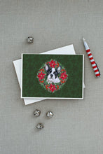 Load image into Gallery viewer, French Bulldog Black White Poinsetta Wreath Greeting Cards -  Blank Note Cards – 8-Pack of Artist-Designed Cards with Envelopes