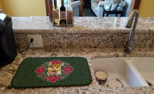 Load image into Gallery viewer, German Shepherd #2 Poinsetta Wreath Dish Drying Mat – Absorbent, Artistic Kitchen Essentials CK1577DDM