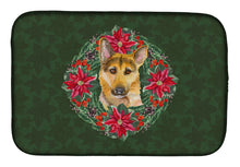 Load image into Gallery viewer, German Shepherd #2 Poinsetta Wreath Dish Drying Mat – Absorbent, Artistic Kitchen Essentials CK1577DDM