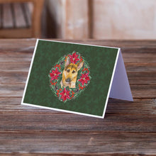 Load image into Gallery viewer, German Shepherd #2 Poinsetta Wreath Greeting Cards -  Blank Note Cards – 8-Pack of Artist-Designed Cards with Envelopes