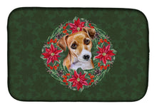 Load image into Gallery viewer, Jack Russell Terrier #2 Poinsetta Wreath Dish Drying Mat – Absorbent, Artistic Kitchen Essentials CK1579DDM