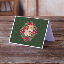 Load image into Gallery viewer, Labrador Retriever Poinsetta Wreath Greeting Cards -  Blank Note Cards – 8-Pack of Artist-Designed Cards with Envelopes
