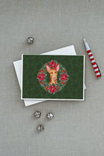 Load image into Gallery viewer, Pharaoh Hound Poinsetta Wreath Greeting Cards -  Blank Note Cards – 8-Pack of Artist-Designed Cards with Envelopes