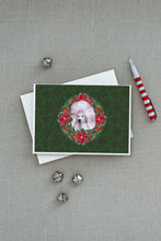 Load image into Gallery viewer, White Standard Poodle Poinsetta Wreath Greeting Cards -  Blank Note Cards – 8-Pack of Artist-Designed Cards with Envelopes