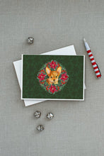 Load image into Gallery viewer, Toy Terrier Poinsetta Wreath Greeting Cards -  Blank Note Cards – 8-Pack of Artist-Designed Cards with Envelopes