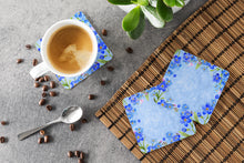 Load image into Gallery viewer, Myosotis flowers Coasters - Set of 4 Lightweight Foam, Absorbent Drink Coasters