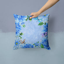 Load image into Gallery viewer, Blue Dahlias Throw Pillow - 14x14 Decorative Pillow – Art for Your Home &amp; Patio CK1705PW1414